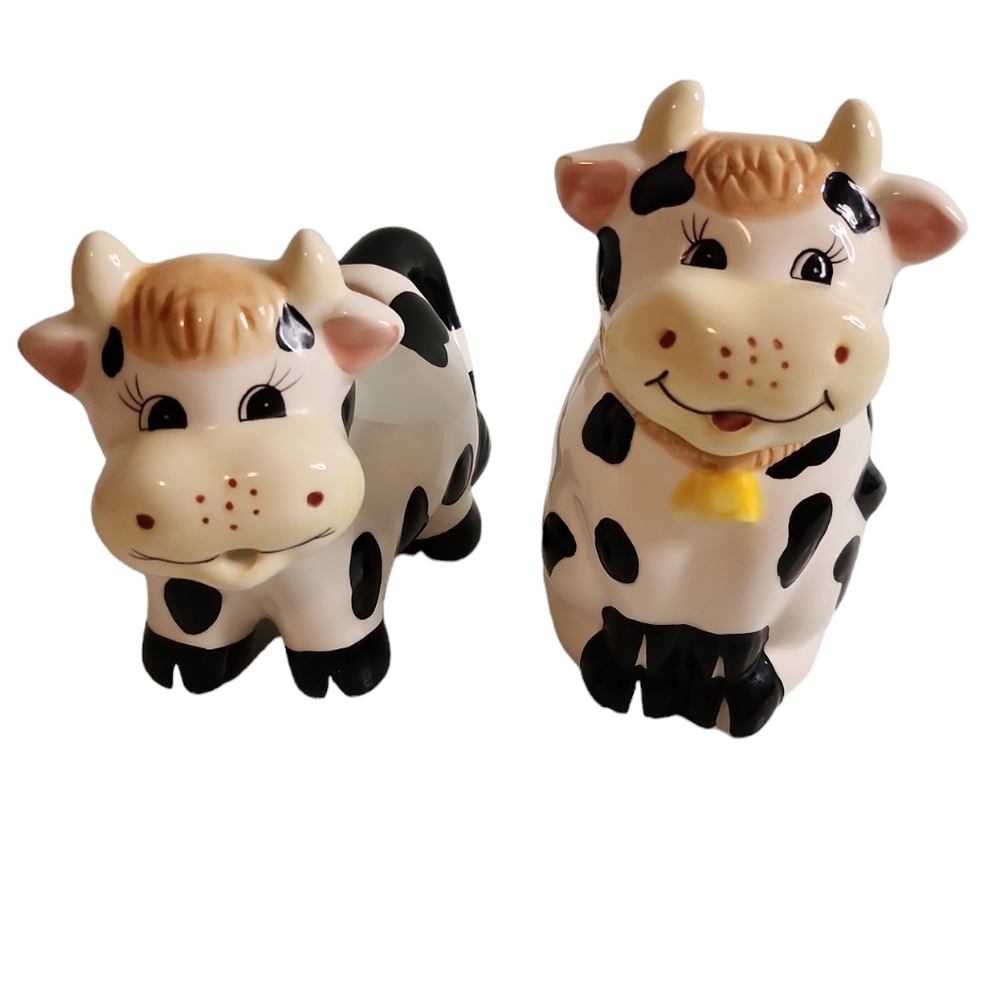 Black and White Dairy Cow Cream and Sugar For Coffee Kitchen Decor
